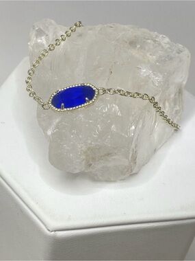 Kendra Scott Elaina Gold Adjustable Chain Bracelet in Cobalt Cat's Eye 2510